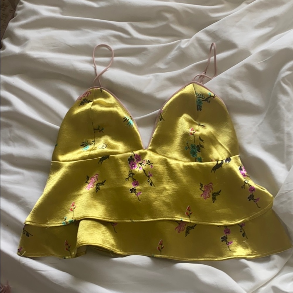 Urban outfitters satin tank with flowers